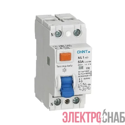 Выключатель дифференциального тока (УЗО) 2п 63А 100мА тип AC-S NL1-100 10кА (R) CHINT 200420