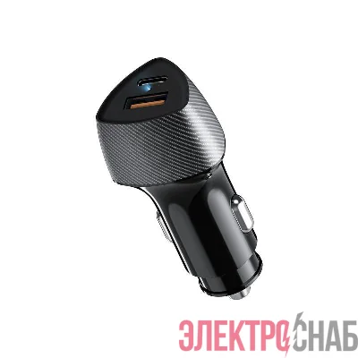 Устройство зарядное автомобильное с двумя портами USB-A QC 3.0 + USB-C PD 20Вт со световой индикацией черн. Rexant 16-0241