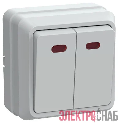 Выключатель 2-кл. ОП Октава 10А IP20 ВС20-2-1-ОБ с индикацией бел. GENERICA EVO21-K01-10-DC