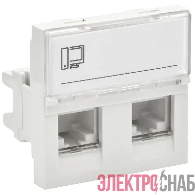Розетка компьютерная 2мод. 2вх. PRIMER RJ45 кат.6 РКИ-22-00-П-6 бел. IEK PR-KK40D-RI-0-2-2C06U-K01