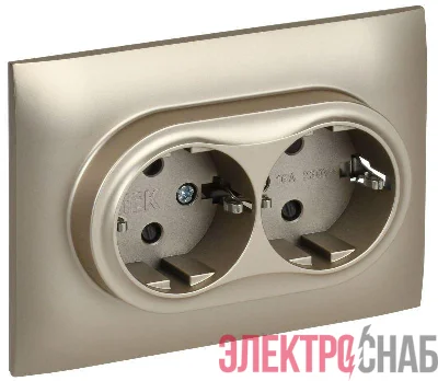 Розетка 2-м SKANDY 16А с заземл. защ. шторки в сборе SK-R07Sh шампань IEK SK-R24-16-K37-F