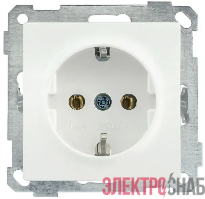 Розетка 1-м СП Bolero РС11-1-0-Б 16А IP20 с заземл. механизм бел. IEK ERB11-K01-16-1
