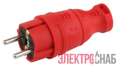 Вилка прямая V8-RED-IP44 16А IP44 з/з каучук красн. Эра Б0044547