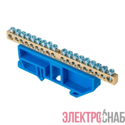 Шина нулевая N 6х9 18 отвер. латунь син. изолятор на DIN-рейку PROxima EKF sn0-63-18-d