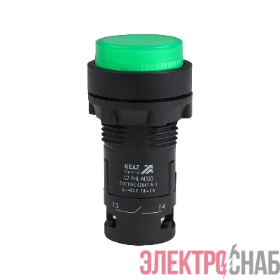 Кнопка с фиксацией с подсветкой OptiSignal Compact D22 С7-PHL-B310 зел. 1НО 24В AC/DC XB7NJ03B1 КЭАЗ 362110