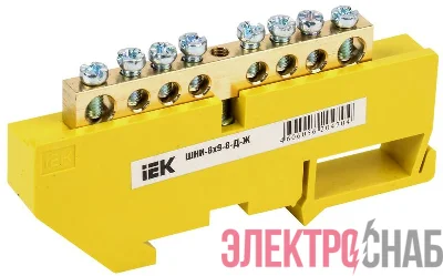 Шина PE "земля" на DIN-изол. ШНИ-6х9-8-Д-Ж IEK YNN10-69-8D-K05