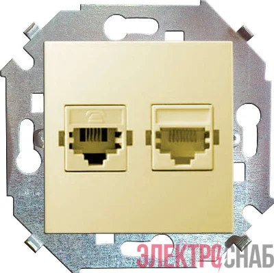 Механизм розетки комп. СП Simon15 2мод. RJ45 + RJ45 сл. кость Simon 1591593-031