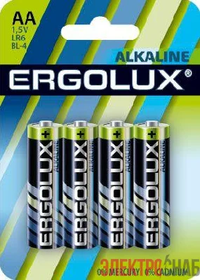 Элемент питания алкалиновый AA/LR6 1.5В Alkaline BL-4 (блист.4шт) Ergolux 11748