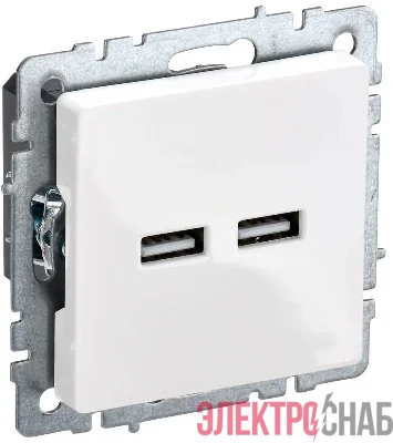 Розетка BRITE USB A+A 3.1А РЮ10-1-БрБ механизм бел. IEK BR-U21-D31-K01