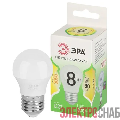 Лампа светодиодная GREEN LINE P45-8W-830-E27 GL 8Вт шар 3000К свет тепл. E27 Эра Б0067023