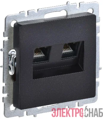 Розетка компьютерная двойн. СП RJ45 кат.6 BRITE РК11-2-БрЧ механизм черн. IEK BR-K20-2-K02