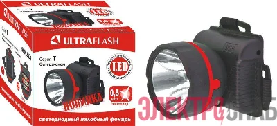 Фонарь налобный 909LED1 (1LED 1 режим; 3хR6 черн.) Ultraflash 11780
