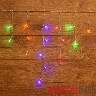 Гирлянда светодиодная "Айсикл" (бахрома) 1.8х0.5м 48LED мультиколор 4.1Вт 230В IP20 провод прозр. Neon-Night 255-019