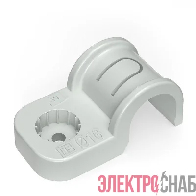 Крепеж-скоба односторонняя d16мм для прямого монтажа атмосф. пластик. сер. (уп.50шт) Промрукав PR13.0368