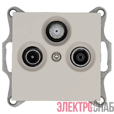 Розетка телевизионная проходная TV + FM + SAT 3-м Ф9.5мм механизм тауп Jasmart G6207T