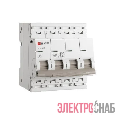 Выключатель автоматический 4п D 5А 4.5кА ВА 47-63N PROxima EKF M634405D