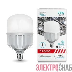 Лампа светодиодная Elementary T140 75Вт 4000К E40 7000лм Promo Gauss 60428