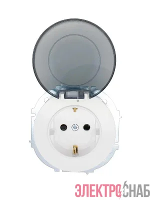 Розетка 1-м СП OSEN с заземл. с крышкой ПБТ бел. LEZARD 743-0288-123B