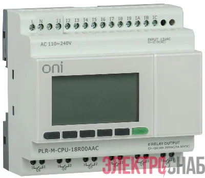 Контроллер программируемый логистический (микро ПЛК) PLR-M. CPU DI12/DO06 220В AC ONI PLR-M-CPU-18R00AAC