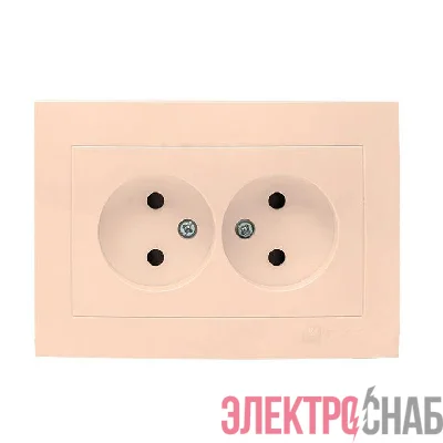 Розетка 2-м СП Валенсия 10А IP20 без заземл. защ. шторки крем. PROxima EKF EWR10-102-20