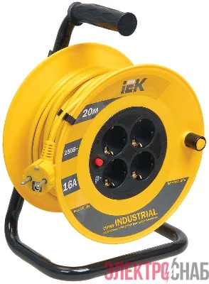 Удлинитель на катушке 4х20м с заземл. 16А IP20 Industrial УК20 3х1.5 термозащита IEK WKP15-16-04-20