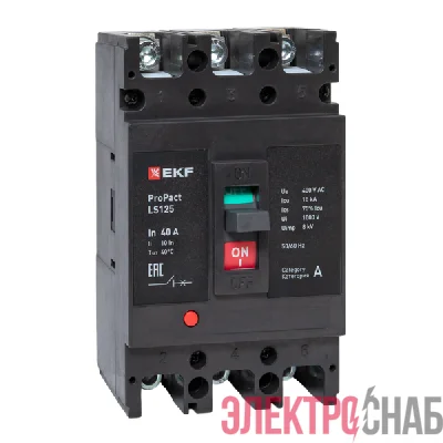 Выключатель автоматический 3п 40А 18кА LS125 ProPact EKF mccb-125-18-3-40-ls