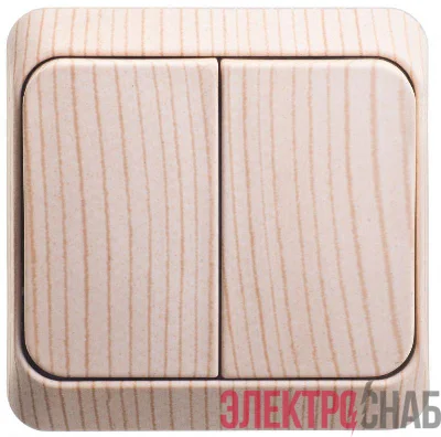 Выключатель 2-кл. ОП Этюд Дача 10А IP20 с индик. сосна SchE BA10-006D