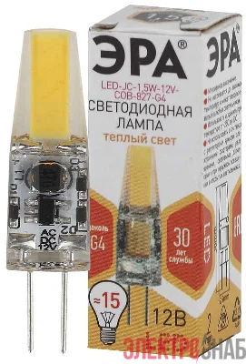 Лампа светодиодная LED-JC-1.5W-12V-COB-827-G4 120лм ЭРА Б0033197