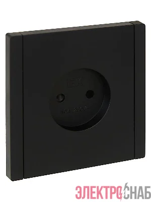 Розетка 1-м СП FORTE&PIANO FP117 10А без заземл. защ. шторки винт. крепл. черн. IEK FP-R13-10-K02