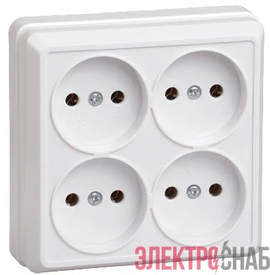 Розетка 4-м ОП Октава 10А IP20 без заземл. бел. GENERICA ERO40-K01-10-DC