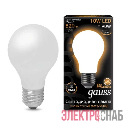 Лампа светодиодная Black Filament A60 E27 10Вт 2700К OPAL Gauss 102202110
