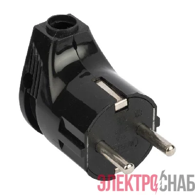 Вилка угловая 16А 250В с заземл. черн. EKF AVY16-30