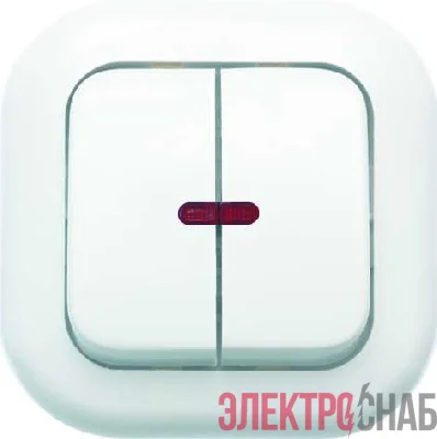 Выключатель 2-кл. СП Валентина  10А IP20 С56-175 с индик. бел. Кунцево 7649