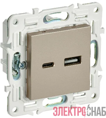 Розетка USB A+C 3.1А SKANDY SK-R14Sh шампань IEK SK-U22-D31-K37