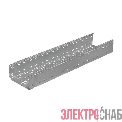 Лоток листовой перфорированный 200х100 L3000 сталь 0.7мм "БЫСТРЫЙ МОНТАЖ ПЛЮС" LPplus100-200-0.7-3000 оцинк. КМ PL0272