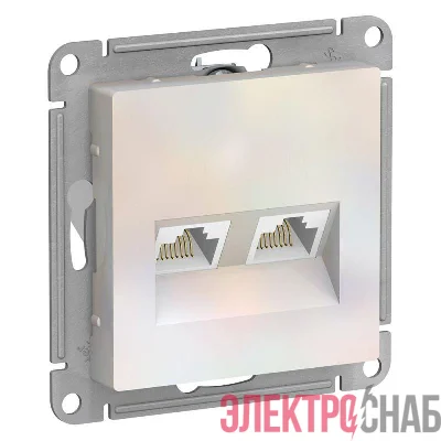 Розетка компьютерная 2-м AtlasDesign RJ45 кат.5E механизм жемчуж. SE ATN000485