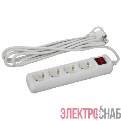 Удлинитель 4х5м с заземл. 16А IP20 U-4es-5m-3х1 ПВС 3х1 с выкл. Эра Б0028380