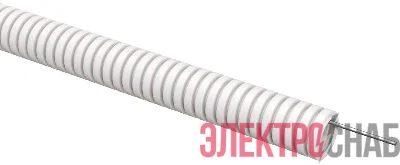 Труба гофрированная ПВХ d20мм с протяжкой бел. (уп.100м) ELASTA IEK ET-TG21-121-020-100-K01