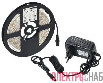 Комплект светодиодной подсветки "Сделай сам" DIY (лента LED 5м LSR-2835WW60-4.8-IP65-12В + драйвер + выключатель) IEK LSR1-1-060-65-1-05-S1