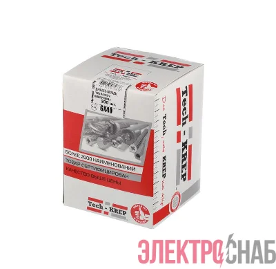 Дюбель-гвоздь 6х40 с грибовидной манжетой полипропилен (уп.50шт) коробка Tech-Krep 112709