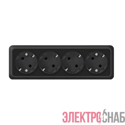 Розетка 4-м ОП Олимп 16А IP20 с заземл. черн. Universal 2221