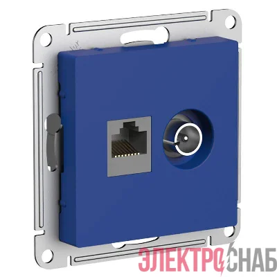 Розетка компьютерная + телевизионная 2-м AtlasDesign RJ45 кат.5E аквамарин SE ATN001189