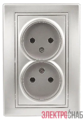 Розетка СП Plano 2х2P 1-204-03 16А-250В IP20 алюм. Intro Б0030066
