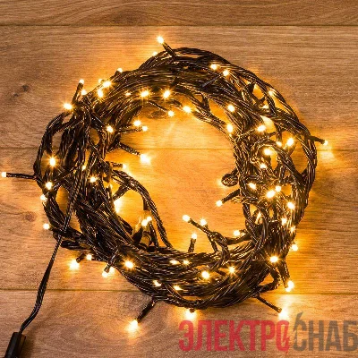 Гирлянда светодиодная управляемая"Нить" 10м 100LED тепл. бел. 10Вт 220-240В IP65 8 режимов провод ПВХ черн. (нужен контроллер 217-204) Neon-Night 303-136