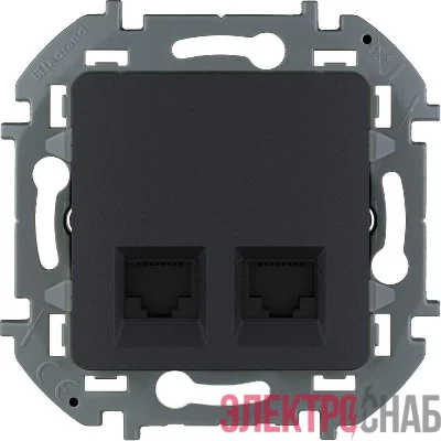 Розетка RJ45 2-м Inspiria CAT.6 UTP антрацит Leg 673843