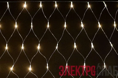 Гирлянда "Сеть" 1.5х1.5м 160LED тепл. бел. IP20 провод прозр. 230В с контроллером 8 режимов IEK LGDB410-1-160-L1-T-S-44