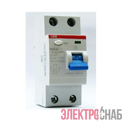 Выключатель дифференциального тока (УЗО) 2п 25А 100мА тип AC F202 ABB 2CSF202001R2250