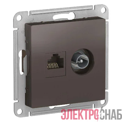 Механизм розетки 2-м ATLAS DESIGN комп. RJ45 кат.5E+TV мокко SchE ATN000689