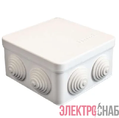Коробка распределительная ОП 105х105х56мм IP54 7 выходов 4 гермоввода крышка защелкивающаяся бел. Epplast 100011