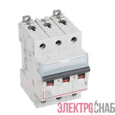 Выключатель автоматический модульный 3п C 50А 6кА DX3-E 6000 3мод. 230/400В Leg 407296